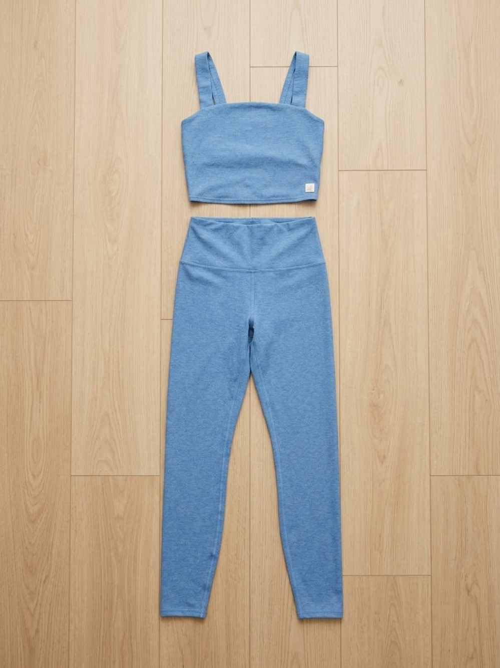 Vuori Light Blue High-Rise Leggings and Crop Tank Set